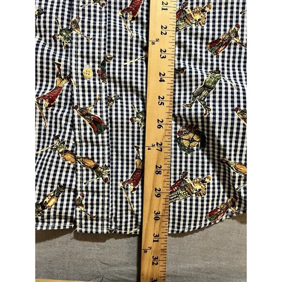 Vintage 90s Tommy Hilfiger All Over Golfer Print Button Down Shirt S Long Sleeve - Picture 7 of 8